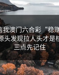 有人私信我澳门六合彩“稳赚”链接，我追到源头发现拉人头才是核心：这三点先记住