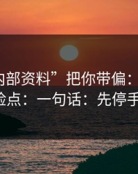 别让“内部资料”把你带偏：谈谈99tk的风险点：一句话：先停手再处理