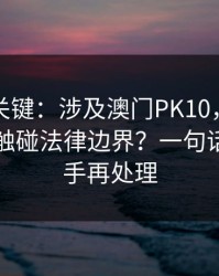 冷门但关键：涉及澳门PK10，哪些行为可能触碰法律边界？一句话：先停手再处理