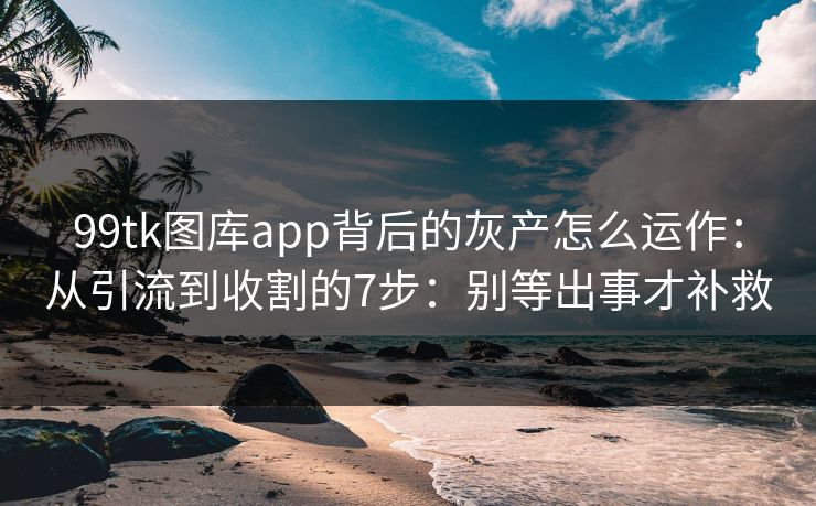 99tk图库app背后的灰产怎么运作：从引流到收割的7步：别等出事才补救