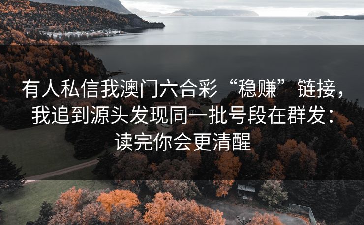 有人私信我澳门六合彩“稳赚”链接，我追到源头发现同一批号段在群发：读完你会更清醒